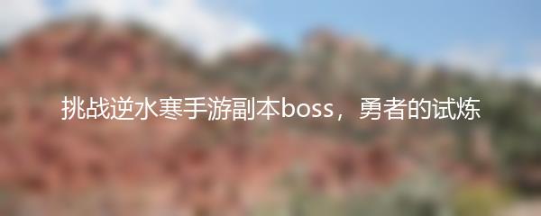 挑战逆水寒手游副本boss，勇者的试炼