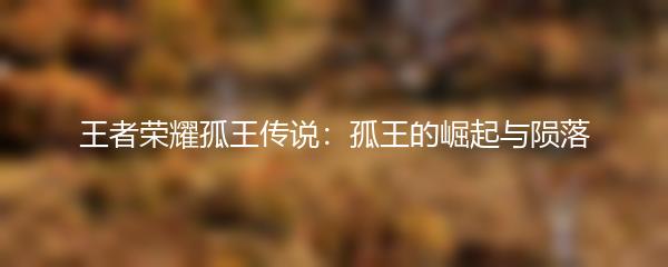 王者荣耀孤王传说：孤王的崛起与陨落