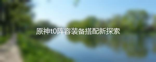 原神t0阵容装备搭配新探索
