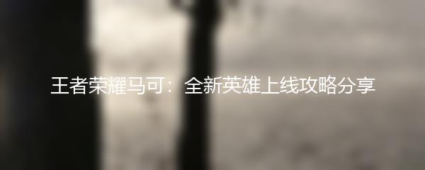 王者荣耀马可：全新英雄上线攻略分享