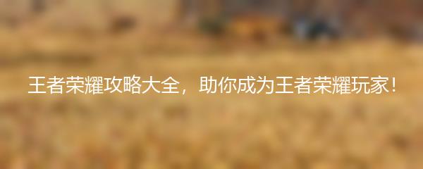 王者荣耀攻略大全，助你成为王者荣耀玩家！