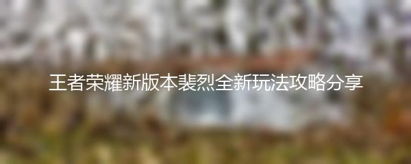 王者荣耀新版本裴烈全新玩法攻略分享