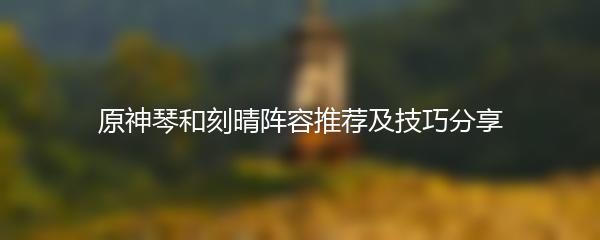 原神琴和刻晴阵容推荐及技巧分享