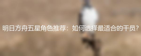 明日方舟五星角色推荐：如何选择最适合的干员？