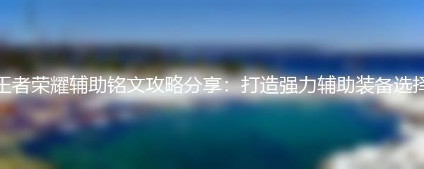王者荣耀辅助铭文攻略分享：打造强力辅助装备选择