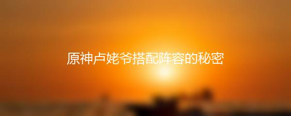 原神卢姥爷搭配阵容的秘密