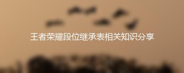 王者荣耀段位继承表相关知识分享