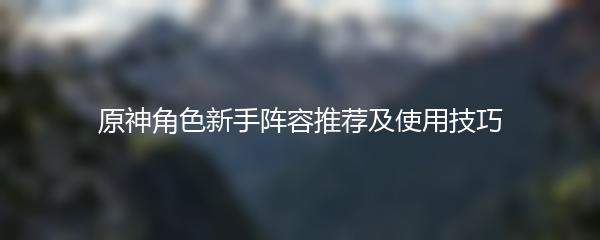 原神角色新手阵容推荐及使用技巧