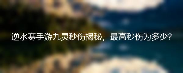 逆水寒手游九灵秒伤揭秘，最高秒伤为多少？