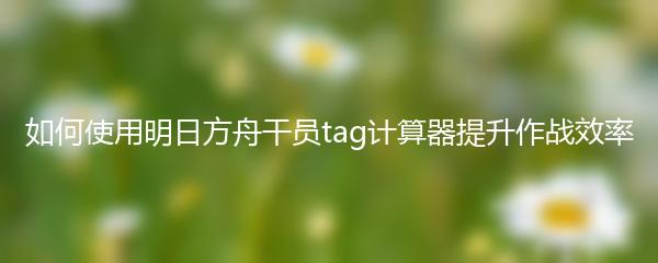 如何使用明日方舟干员tag计算器提升作战效率