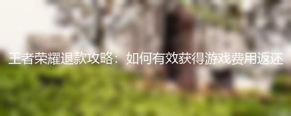 王者荣耀退款攻略：如何有效获得游戏费用返还