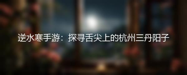 逆水寒手游：探寻舌尖上的杭州三丹阳子