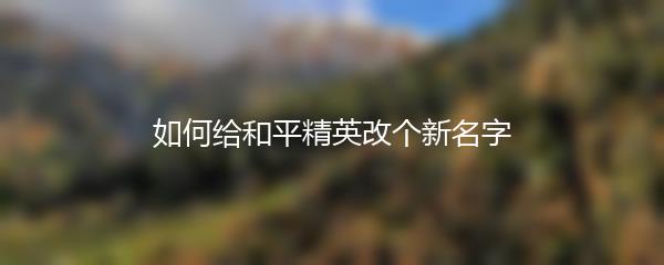 如何给和平精英改个新名字
