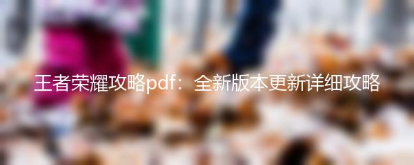王者荣耀攻略pdf：全新版本更新详细攻略