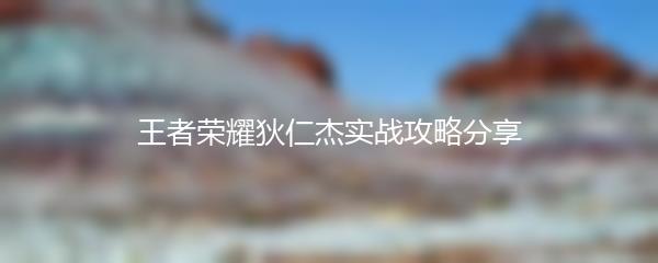 王者荣耀狄仁杰实战攻略分享