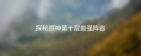 探秘原神第十层最强阵容