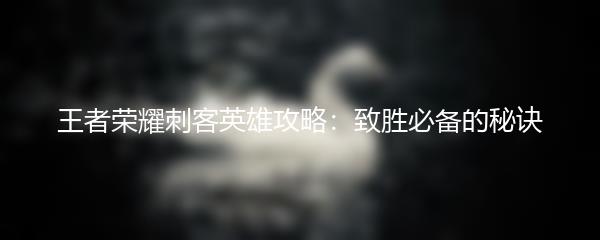 王者荣耀刺客英雄攻略：致胜必备的秘诀