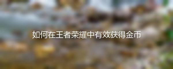 如何在王者荣耀中有效获得金币