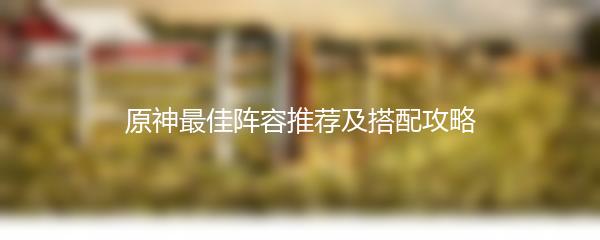 原神最佳阵容推荐及搭配攻略