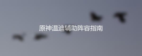 原神温迪辅助阵容指南