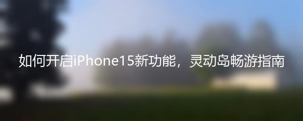 如何开启iPhone15新功能，灵动岛畅游指南