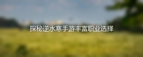 探秘逆水寒手游丰富职业选择
