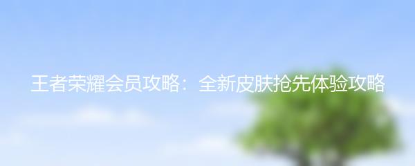 王者荣耀会员攻略：全新皮肤抢先体验攻略