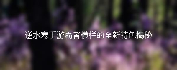 逆水寒手游霸者横栏的全新特色揭秘
