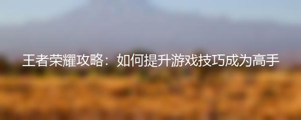 王者荣耀攻略：如何提升游戏技巧成为高手