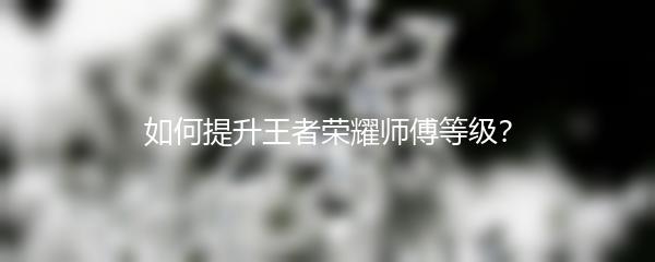如何提升王者荣耀师傅等级？