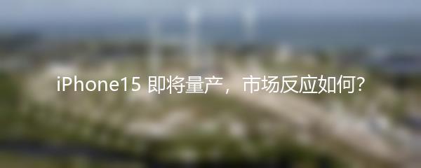 iPhone15 即将量产，市场反应如何？