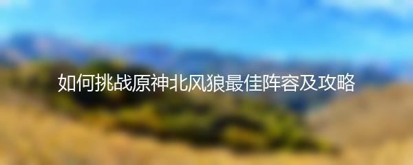 如何挑战原神北风狼最佳阵容及攻略