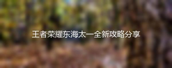 王者荣耀东海太一全新攻略分享