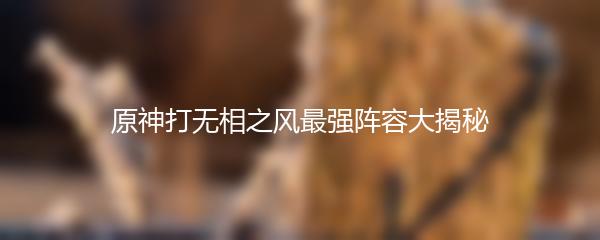 原神打无相之风最强阵容大揭秘