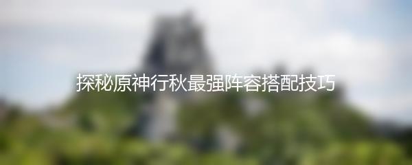 探秘原神行秋最强阵容搭配技巧