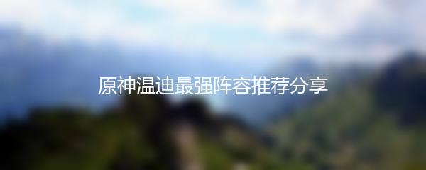 原神温迪最强阵容推荐分享