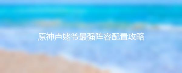 原神卢姥爷最强阵容配置攻略