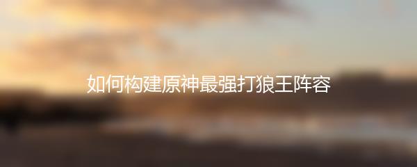 如何构建原神最强打狼王阵容