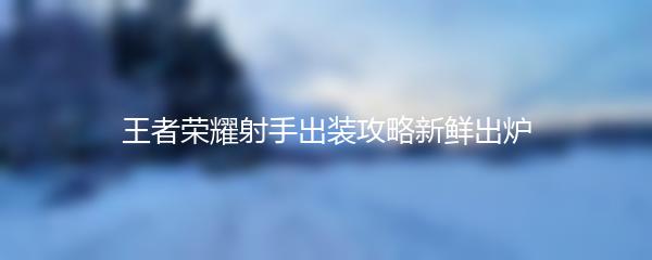 王者荣耀射手出装攻略新鲜出炉