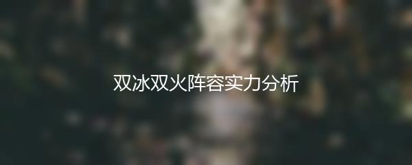 双冰双火阵容实力分析