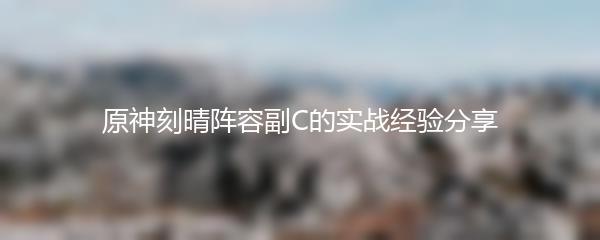 原神刻晴阵容副C的实战经验分享