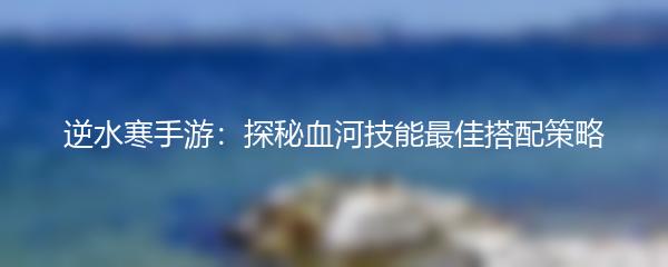 逆水寒手游：探秘血河技能最佳搭配策略
