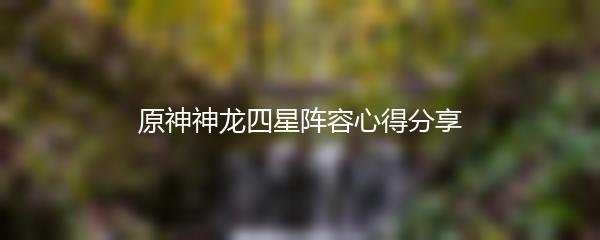 原神神龙四星阵容心得分享