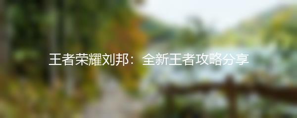 王者荣耀刘邦：全新王者攻略分享