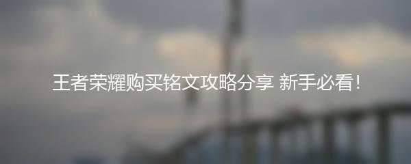 王者荣耀购买铭文攻略分享 新手必看！