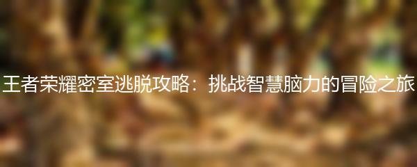 王者荣耀密室逃脱攻略：挑战智慧脑力的冒险之旅