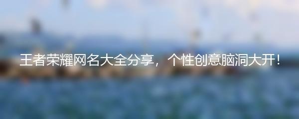 王者荣耀网名大全分享，个性创意脑洞大开！