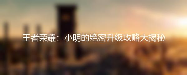 王者荣耀：小明的绝密升级攻略大揭秘