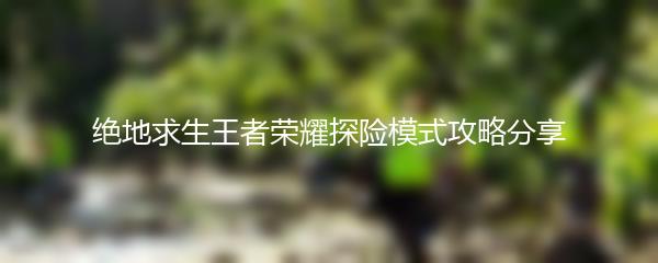 绝地求生王者荣耀探险模式攻略分享