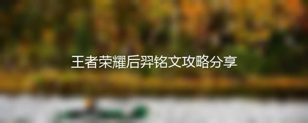 王者荣耀后羿铭文攻略分享